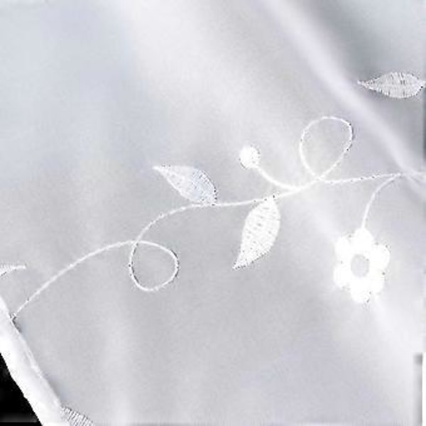 Kappe med broderi, vindusgardin i voile for kafé og kjøkken, 3 farger og 6 størrelser tilgjengelig (Hvit 60x140cm)