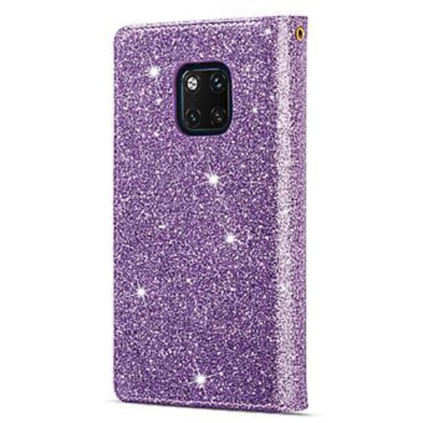 Glitter lynlås læderetui til Huawei Mate 20 Pro (Lilla)