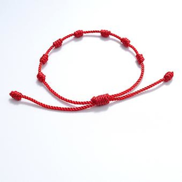 7 Knutar Rött Rep Armband 2st Flätat Armband Amulett Framgång för Studenter