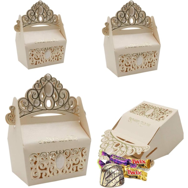 25 Pieces Candy Favor Gift Box,Paper Crown Boxes for Wedding Baby