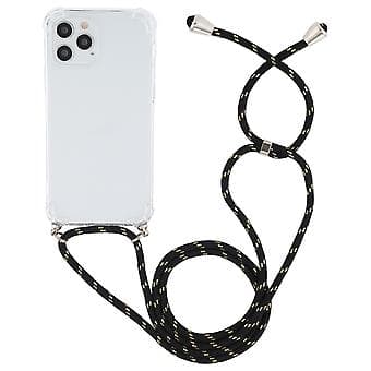 TPU-etui med snor til iPhone 15 Plus (Sort Guld)