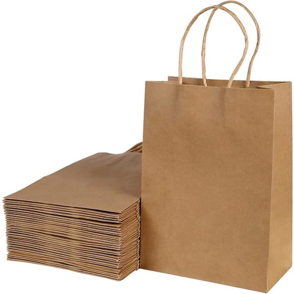 Papirposer, 30 gaveposer, Kraftpapirposer med håndtag, 21 x 15