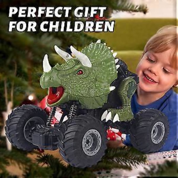 Ny RC Dinosauriebil Spray Truck - Perfekt Julklapp för Pojkar - Kraftfull Driftleksak - BPA-Fri (Triceratops grön)