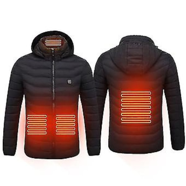 Vinter USB Uppvärmningsjacka Smart Termostat För Dam Uppvärmningskläder Feber 4-bit Bomullsjacka (XXXL Svart)