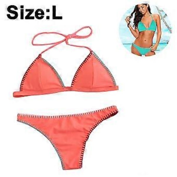 Bikini Baddräkt för Kvinnor Triangel String Halter Tvådelad Baddräkt Set