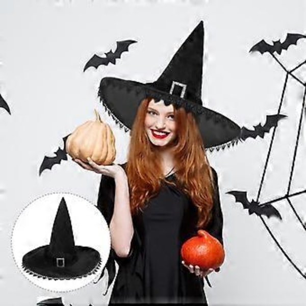 Halloween Maskerad Häxhatt Cosplay Spetshäxhatt Halloween Kostymhatt
