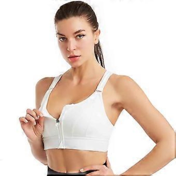 Dame High Impact Sports BH Frontlynlås Plus Størrelse Polstret Yoga Push Up Vest (5XL sort)