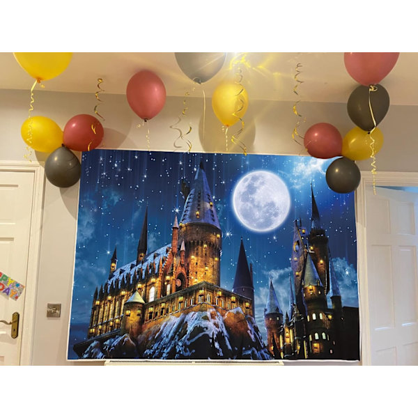 Halloween-tausta, taikalinna, velho, koulu, yö, kuu, Ch