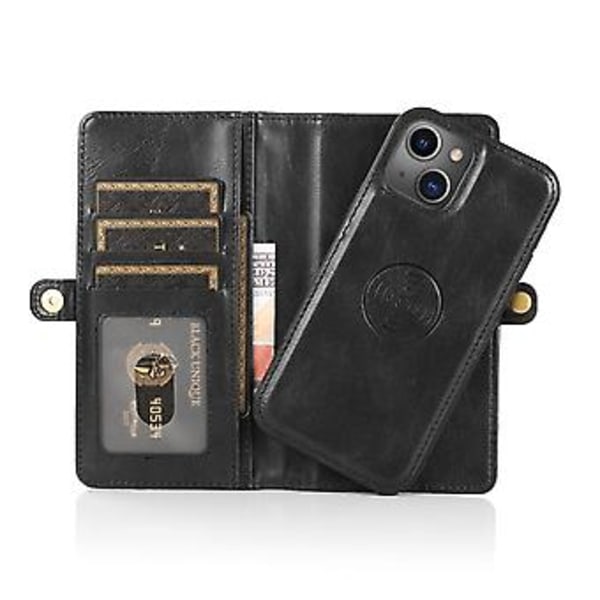 Irrotettava nahkakotelo iPhone 14 Plus:lle (Musta)