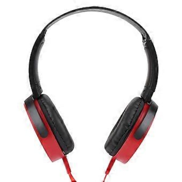 Kannettavat melua vaimentavat pyörivät kuulokkeet subwoofer-äänellä, stereo, langalliset, punaiset