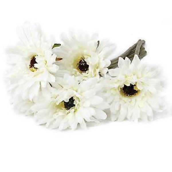 5 kpl Keinotekoinen Gerbera Daisy Kukka Häihin Kodin Sisustukseen (Valkoinen)