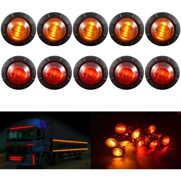 3/4\" Runda LED-positionsljus fram/bak/sida, blinkers, indikatorer, ljus, vatten