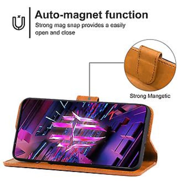 Nahkainen puhelimen kuori ZTE Nubia Red Magic 7S:lle (Ruskea)