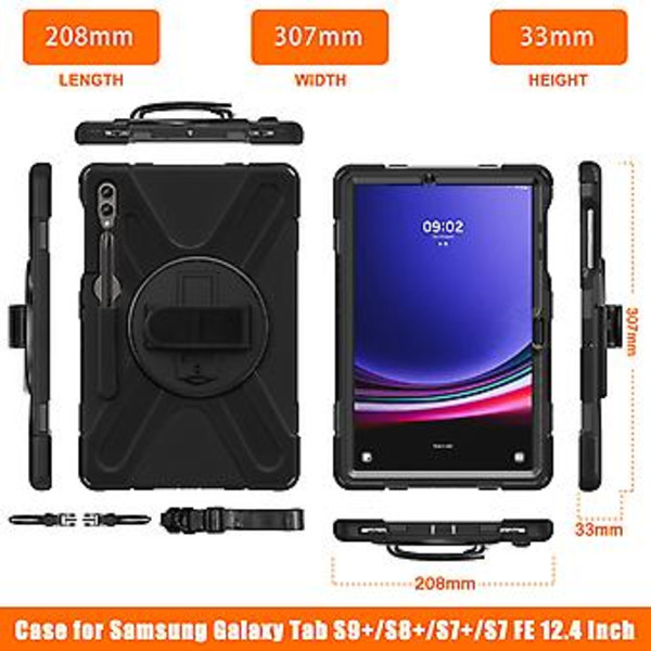 TPU + PC -tablettikuori Samsung Galaxy Tab S9+ / S8+ -malleille