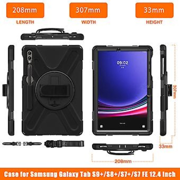 TPU + PC Tablettveske for Samsung Galaxy Tab S9+ / S8+