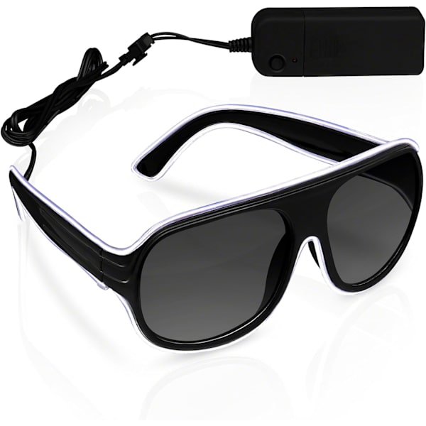 Ljusstarka solglasögon Aviator White EL Wire Neon LED Flashing Glass