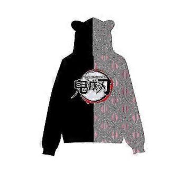 Japansk Anime Demon Slayer Print Herre Dame Voksne Bjørneøre Hættetrøje Sweatshirt Langærmet Hætte Pullover Toppe (L A)