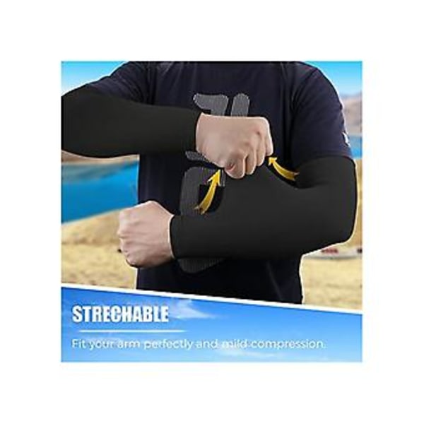 Solbeskyttende Kølende Ærmer Kompressionsærmer til Arm Tatovering Dækning - Sort HIASDFLS