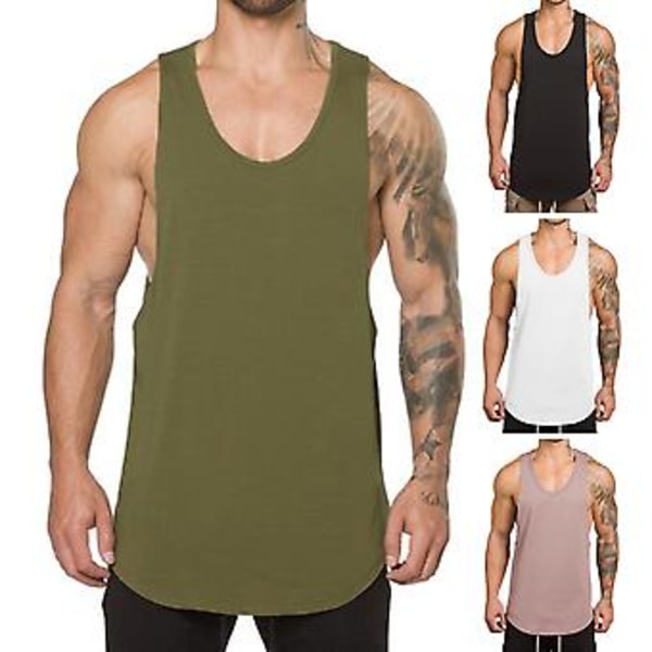 O-hals Anti-pilling Åndbar Fitness Vest Ensfarvet Ærmeløs Trøje Tunika Top Streetwear (L Grå)