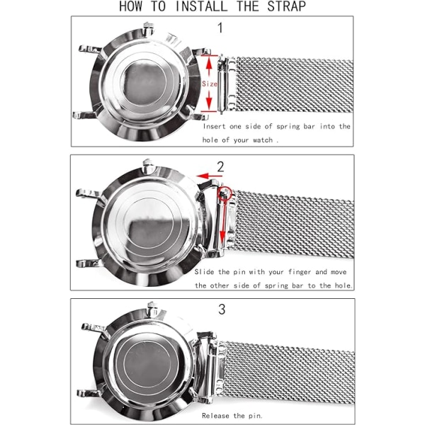 20 mm miesten naisten pikairrotettava ruostumattomasta teräksestä watch mesh