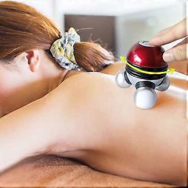 Mini Handhållen Massageapparat Elektrisk Helkroppsmassage med LED-ljus Batteridriven för Kvinnor Män (Röd)