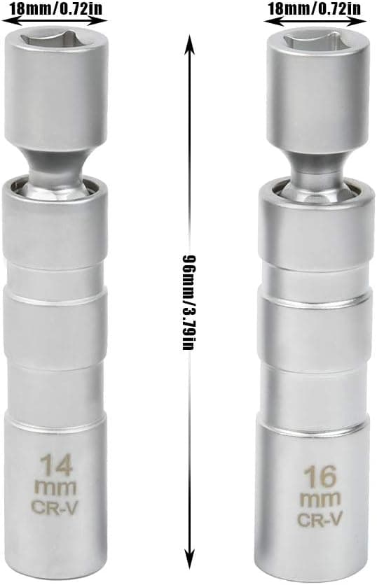16mm/14mm Tændrørsnøgle, Magnetisk Tændrørsnøgle, Magnetisk Universalled Tændrørsnøgle