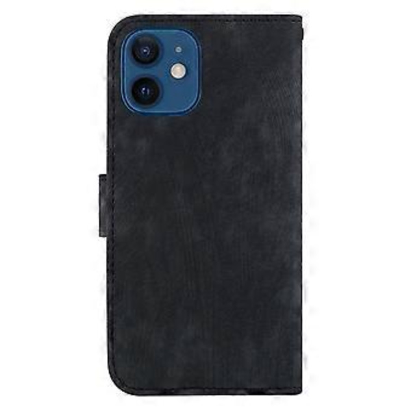 Præget Læderetui Til iPhone 12 mini (Sort)