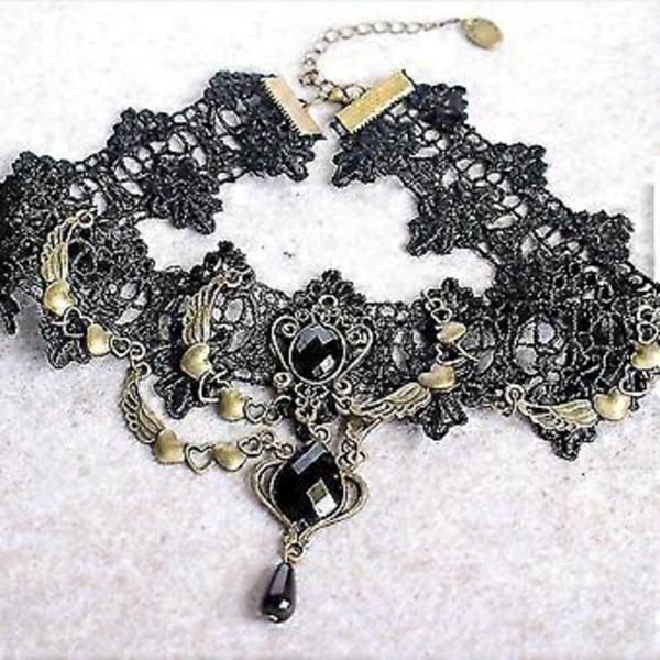 Gotisk kristallspets halsband, krage chokers (One size fits most-Style-A )