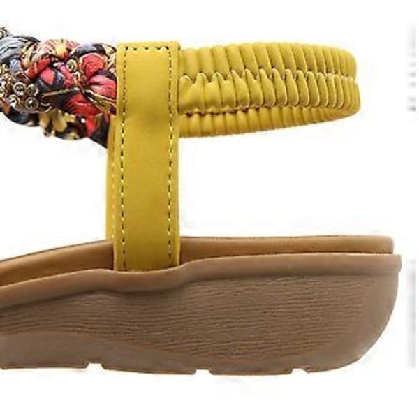 Sommer Nye Damesandaler Elastisk Bånd Lett og Komfortable Sandaler (EU 41 Gul)