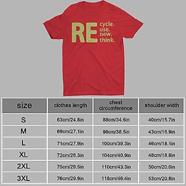 100% Ny, Dam Återvinn-Återanvänd-Förnya-Ompröva Kris Miljö Kampanj Gåva Unisex T-Shirt (L Armégrön)