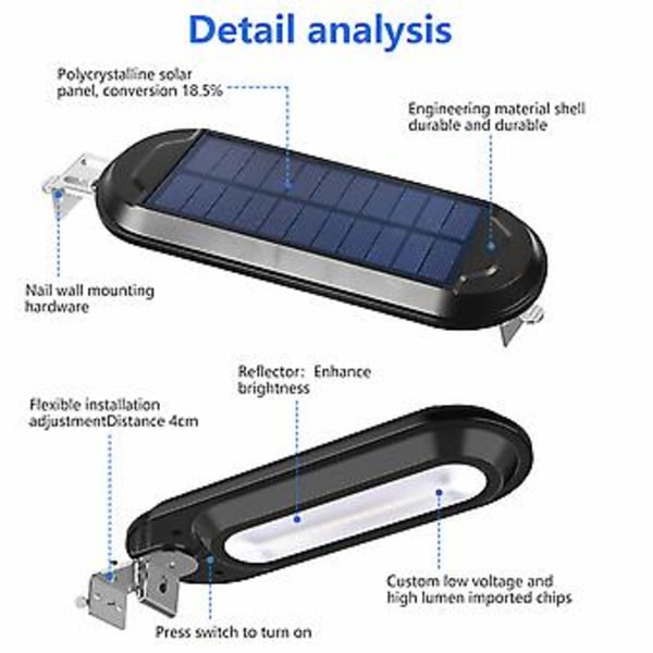 18 LED Solcellsdriven Skymning till Gryning Lampa Utomhus Trädgård Vägglampa Vattentät (Vit)