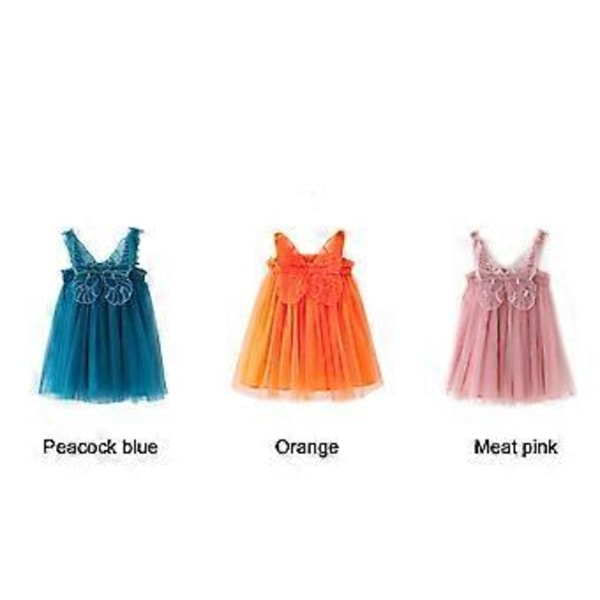 15% RABATT Barnklänning Mesh Hängselkjol Prinsesskjol Födelsedags Pompadourkjol Fjärilsvingar Fékjol (90 Påfågelblå)