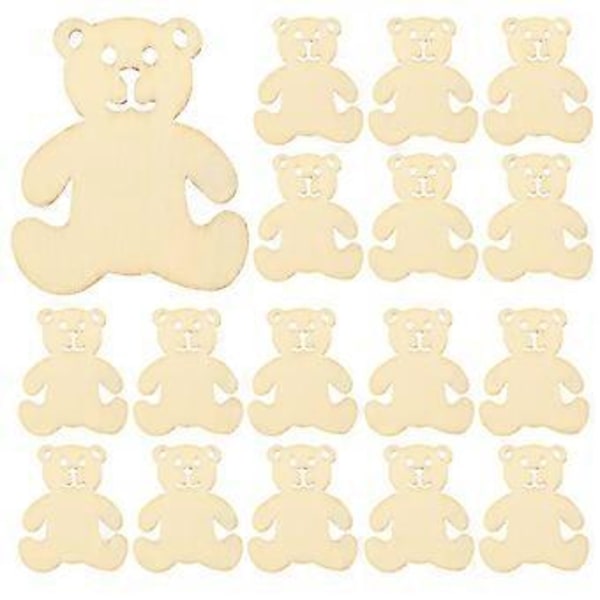 40 stk Tre DIY Chip Skiver Ubehandlet Tre Bjørn Formet Design Chip Pynt Ornament for Dekor