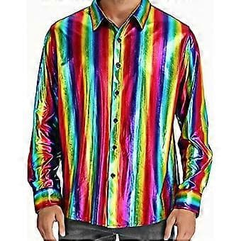 Herre Disco Skjorter Skinnende Langærmet Skjorte (2XL Multicolor)