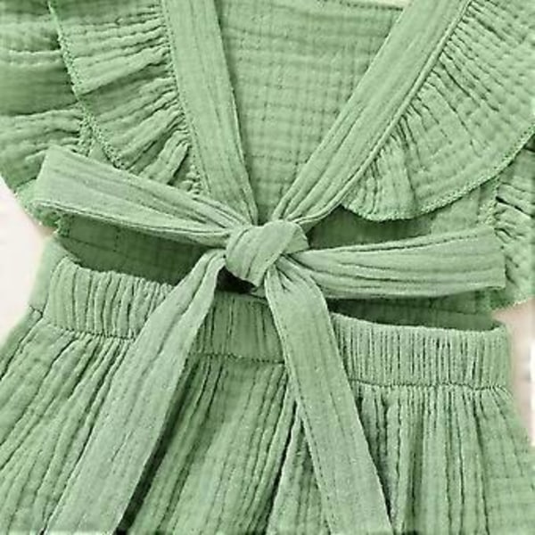 KATEA Spædbarn Pige Rufflet Ærmeløs Romper Casual Sommer Jumpsuit Bomuld Linned Tøj