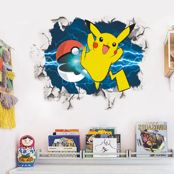 Blå dröm Pikachu 3D strid Tyrannosaurus barn sovrum väggdekal