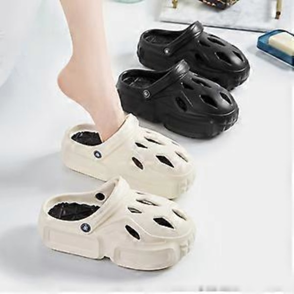 Sommerslippers EVA Sklisikre Sandaler Myke Tykksålede Hullsko For Kvinner (38 39 Svart)