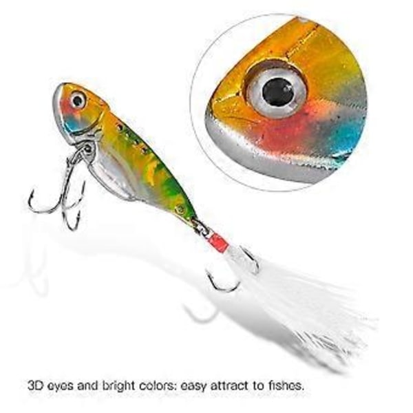 5 st Fiskedrag Konstgjorda Falska Fjäderbeten Hårda Drag Set Fisketillbehör med Krok