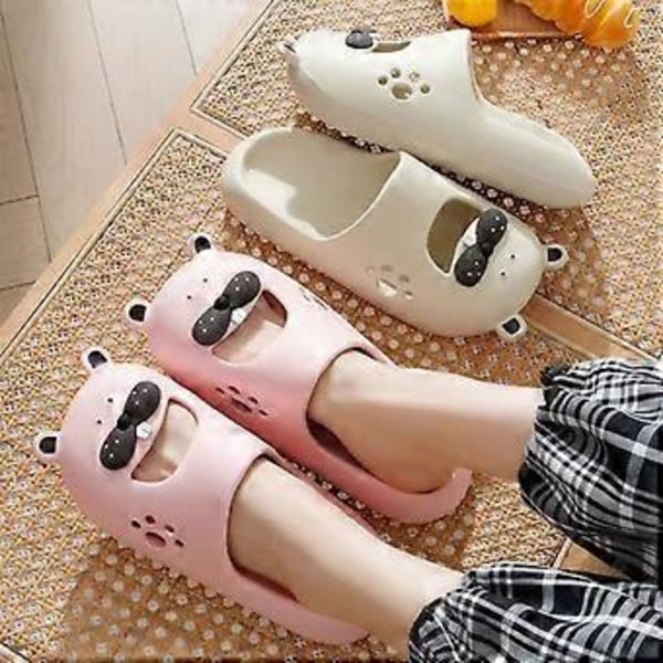 Tegneserie Dyr Sliders Sommer Skridsikre Slippers Bløde Tykke Såler Hulsko Til Kvinder (36 37 Pink)