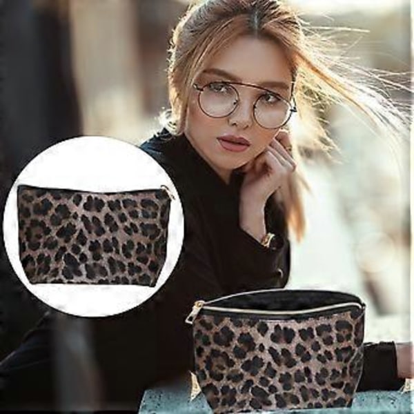 Makeup Taske Rejse Kosmetiktaske Leopard Makeup Taske Lynlåspung Lille Pung Dame Møntpung