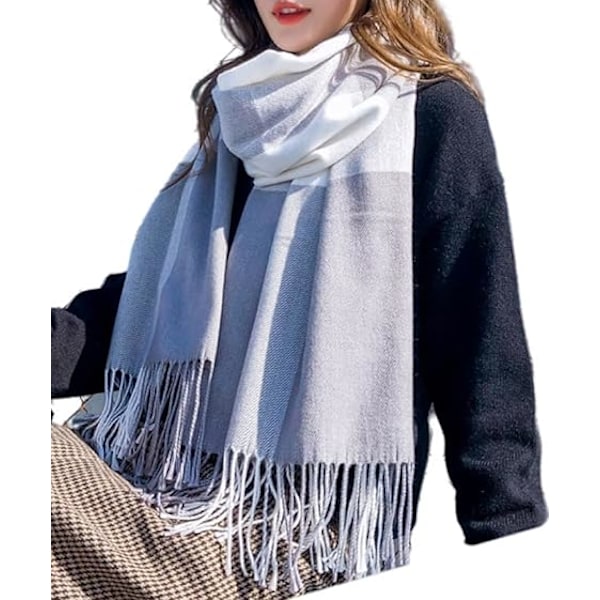 Dametøjsscarf Langt Sjal Vinter Tyk Varmt Strikket Stort Tartan Sjal