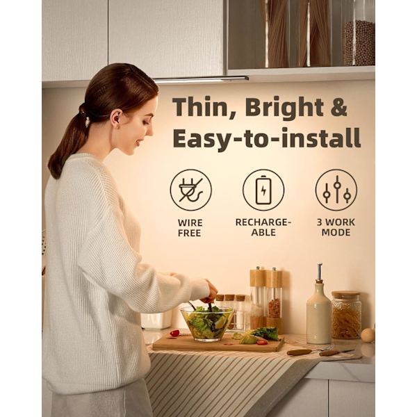 LED-skaplys 40 cm, med innendørs bevegelsessensor, LED-stripremsa