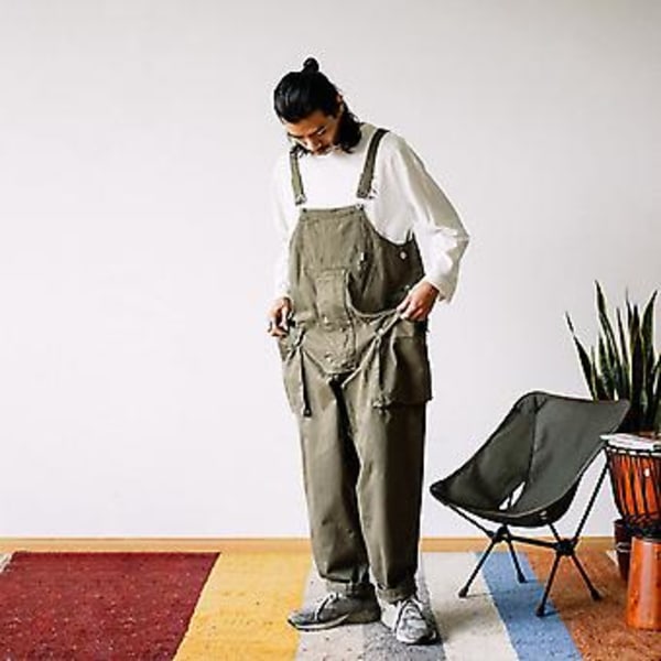 Miesten Haalari Useilla Taskuilla Yksivärinen Löysä Mukava Pukeutumiseen Ylisuurinen Vintage Japanilainen Tyyli Miesten Housut Miesten Vaatteet (2XL Sininen)