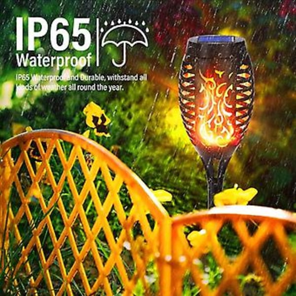 Solcellelamper til utendørs - 6 stk 12 LED solcellelamper med realistiske flammer, vanntette solcellelykter for hage, uteplass, sti, plen dekorasjon