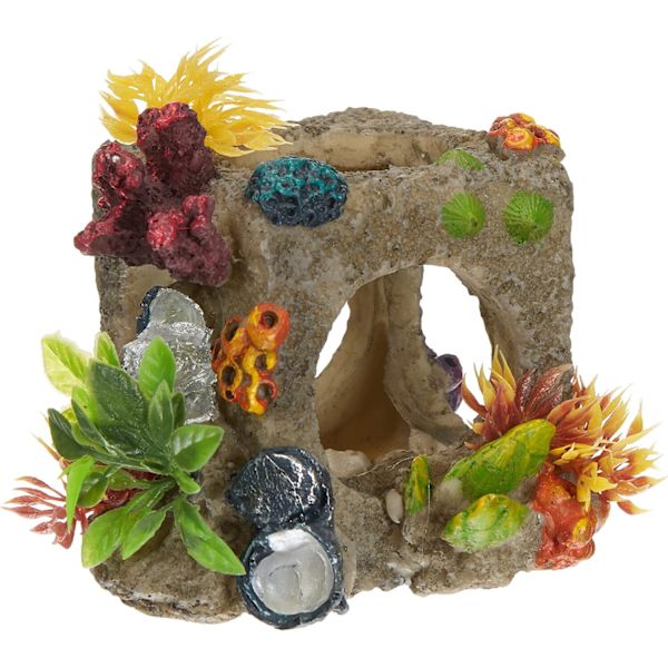 Décor pour Aquarium en Polyrésine Cube Habitat Taille S 10 x 11