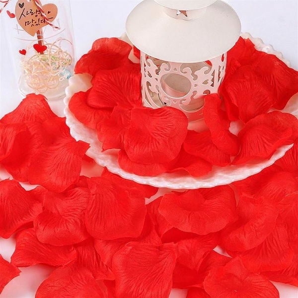 1000 x Kunstige Rosenblader Roser Blomster Konfetti, Romantisk D