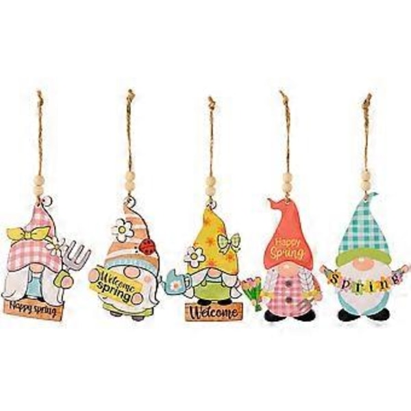 5 st Påsk Tomtar Träskylt Påsk Hängande Dörrskylt Tomte Hängande Ornament Blandad Stil