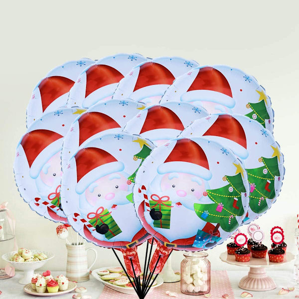 10-pack julballonger med tomtedesign, runda heliumballonger
