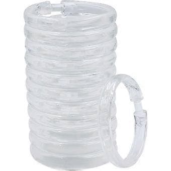 Duschdraperiringar - 12-pack - Plastduschdraperikrokar O-formade ringar glider lätt på duschstången (Klar)