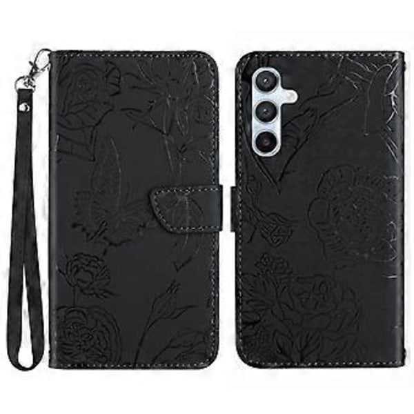 For Samsung Galaxy F34 5G/M34 5G PU Læder Trykt Etui Tegnebog Stativ Telefon Cover med Håndledsrem (Stil A)